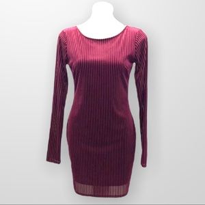 NWT Ribbed Long Sleeve Knit Dress in Plum Size Large